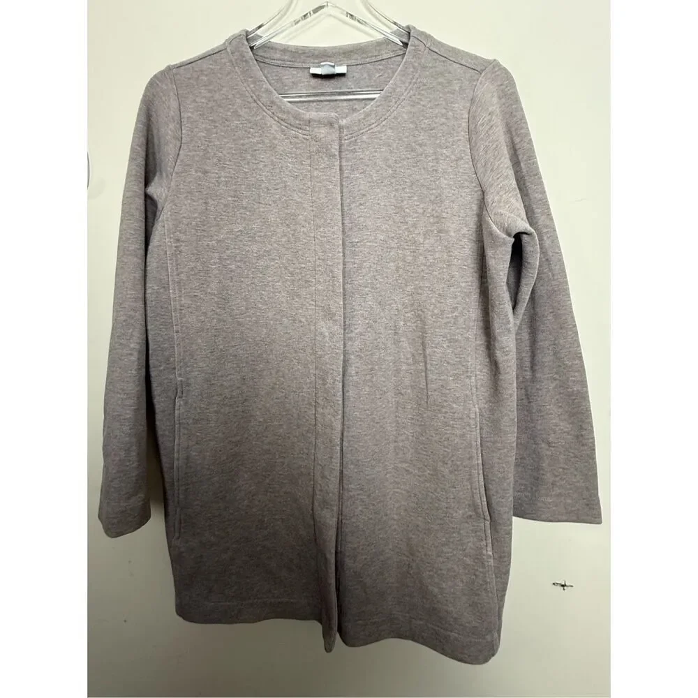 Pure J Jill Soft Cocoa Snap Button Front Knit Heavy Cardigan Coatigan Jacket Sma